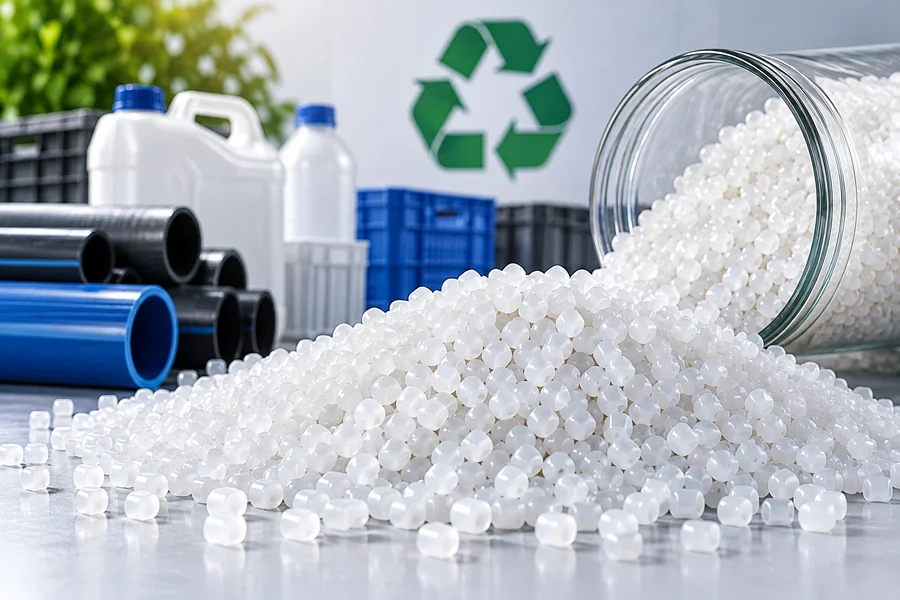 Recycled HDPE granules — blow and injection grade for pipes, crates and containers