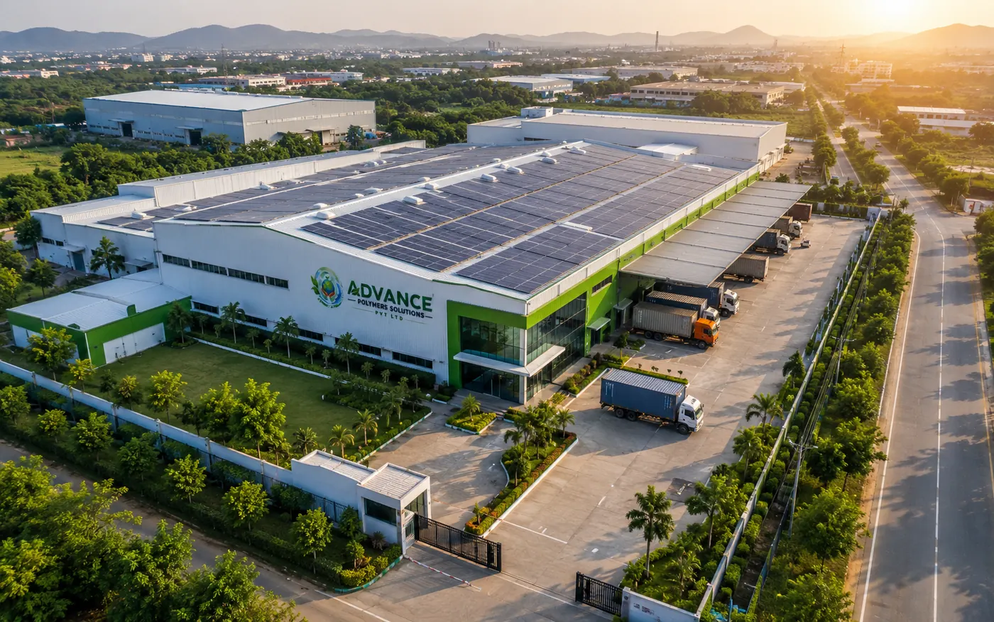 Aerial view of the Advance Polymers Solutions manufacturing facility